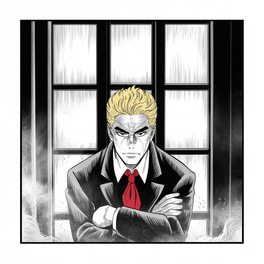 Manga panel 2 of 5, Week 88 “Enemy of the People”: Arms crossed at a frost-edged window, Donarudo dismisses the Russia talk as cover for his rival's losing campaign.