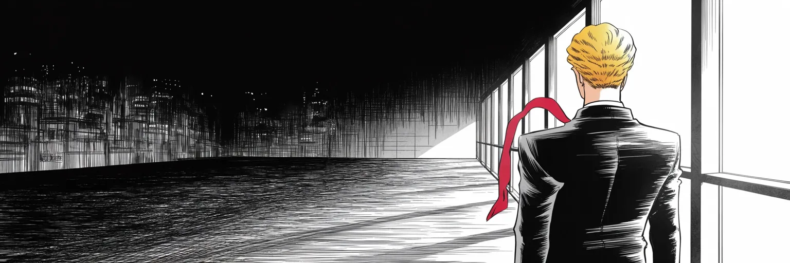 Manga panel 5 of 5, Week 106 “Five and O”: A week of victories ends in a quiet room at dusk — while across the river the silver-haired hunter quietly hires his lawyers.