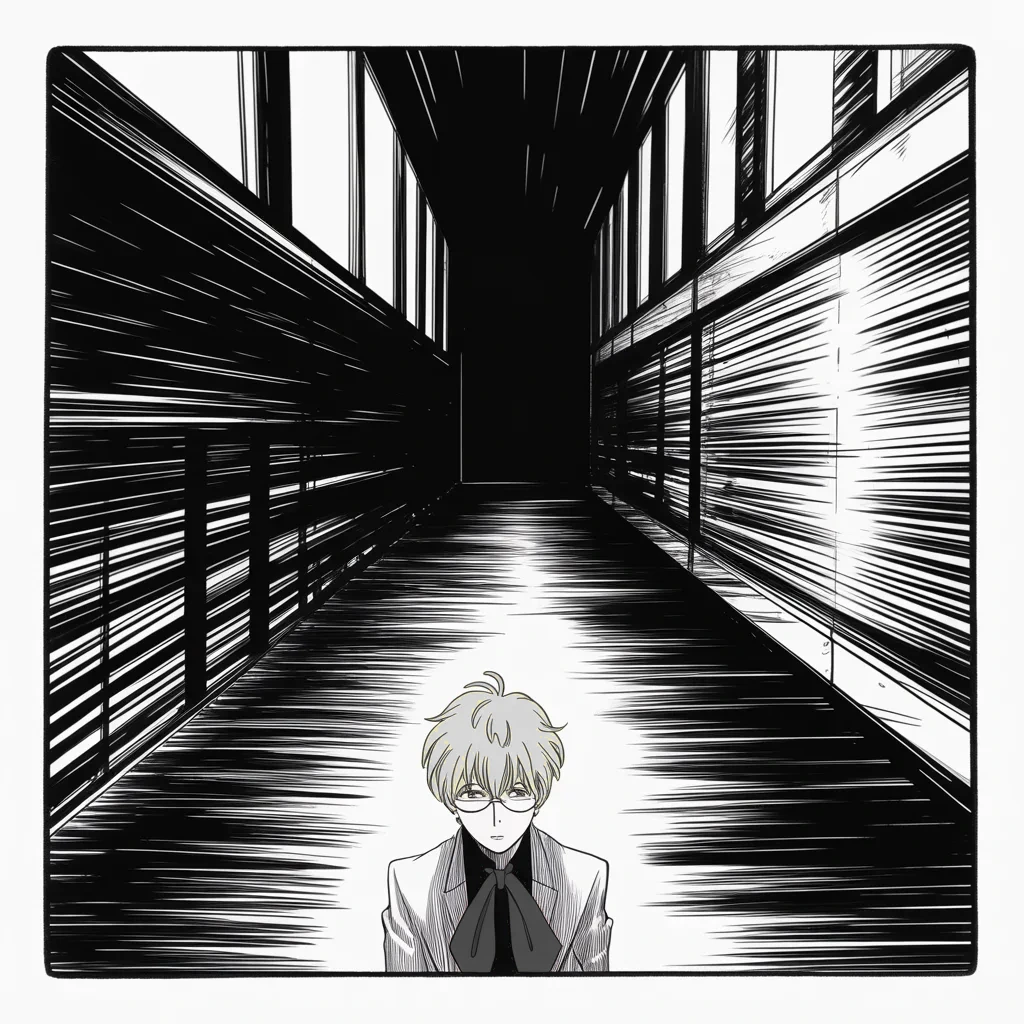 Manga panel 4 of 5, Week 110 “Beleaguered”: The little lawman who was first to kneel now stands alone at the end of the corridor while the king muses on his weakness in public.