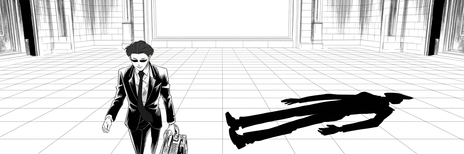 Manga panel 5 of 5, Week 111 “Thumbs Down”: The general's first order retires the smiling money-man at day eleven — while the king declares there is no chaos in the palace at all.
