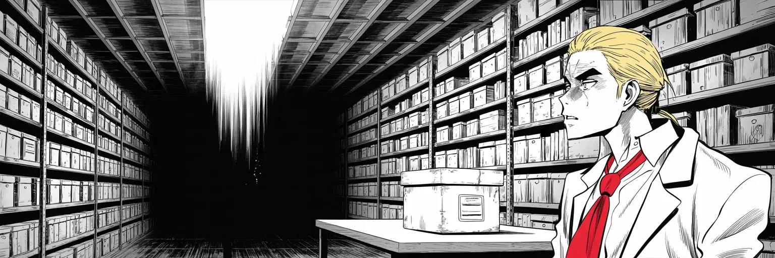 Manga panel 5 of 5, Week 123 “The Files”: He orders the last sealed files on a murdered president opened after half a century. The old secrets rise — and next week, new ones fall.