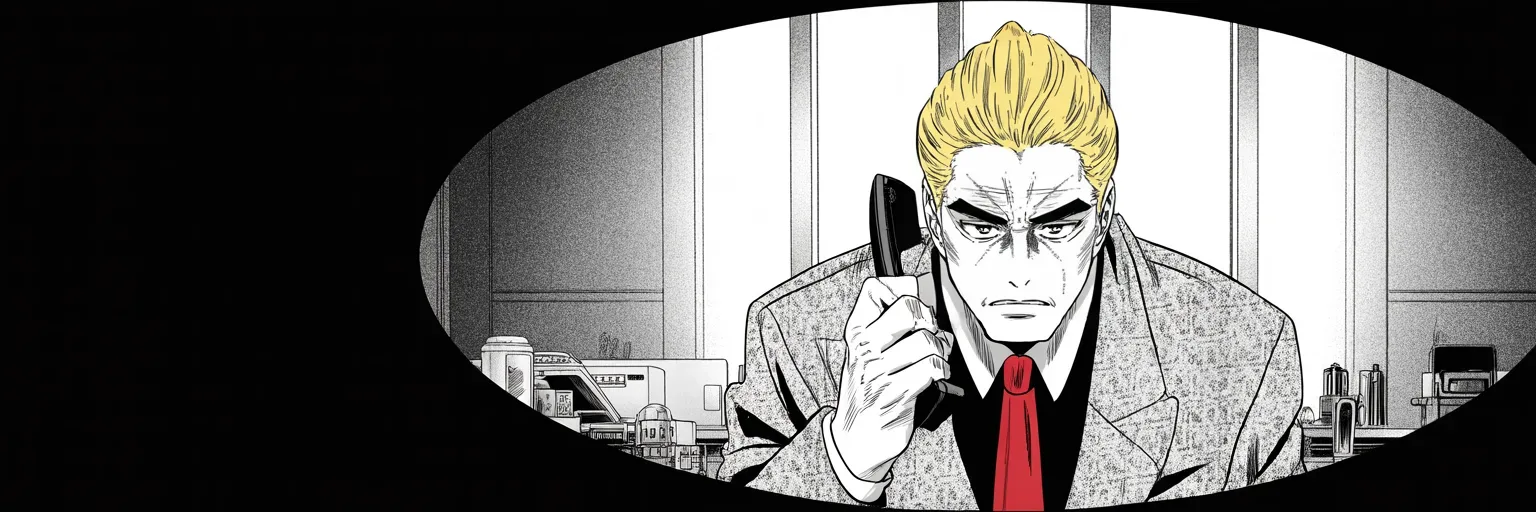 Manga panel 5 of 5, Week 124 “The Indictment”: October 30: the special counsel draws first blood — the old campaign chief indicted, an aide already confessed — and the answer is a roar: there is no collusion.