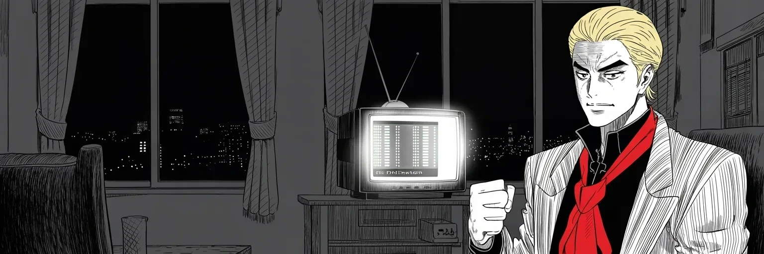 Manga panel 5 of 5, Week 136 “The Anniversary Present”: Three days in, the other side folds and the lights come back on. Big win, says the feed — see you at the negotiating table.