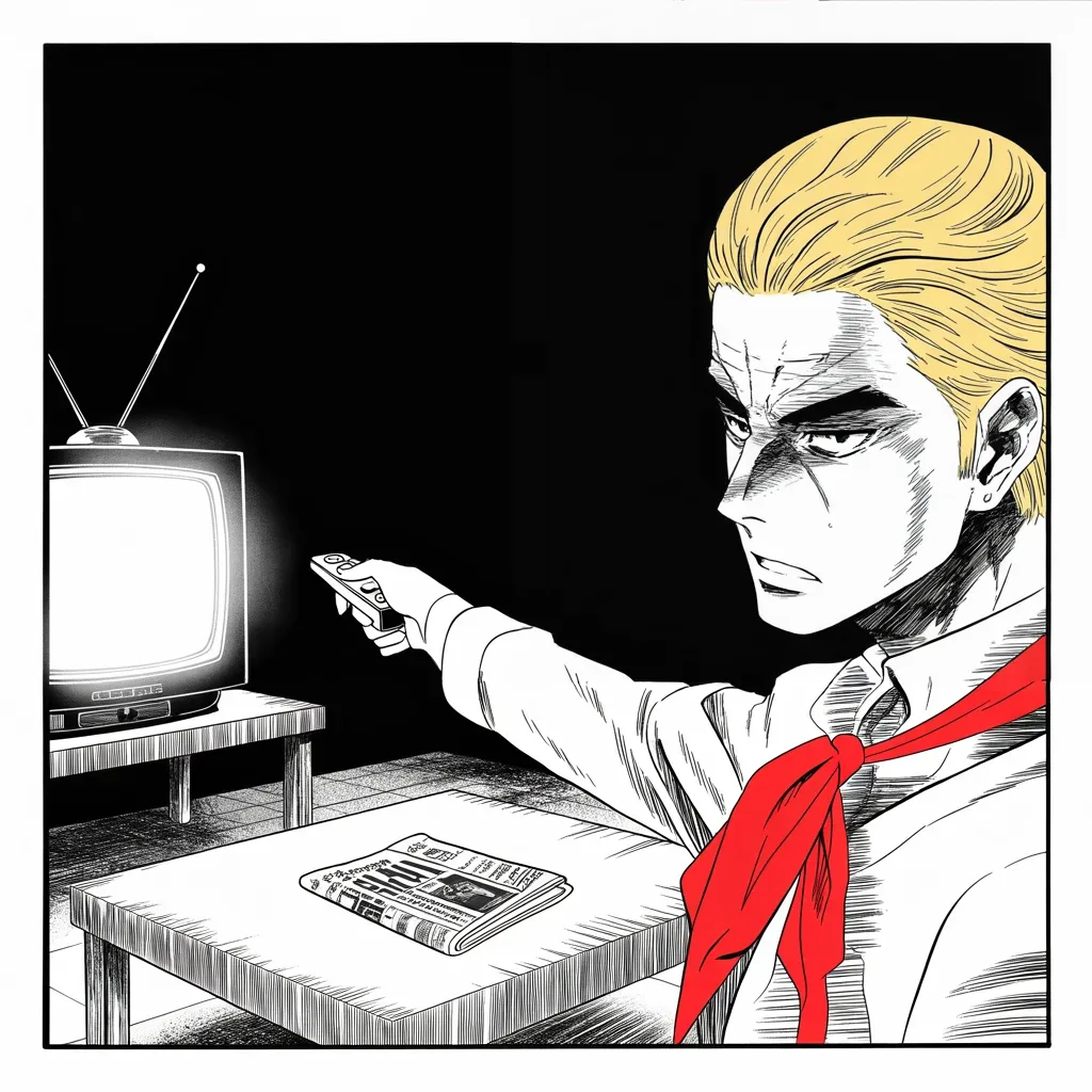 Manga panel 4 of 5, Week 137 “The Mountain”: A rap king doubts him on television, and the answer flies before breakfast: somebody please inform Jay-Z about the unemployment numbers.