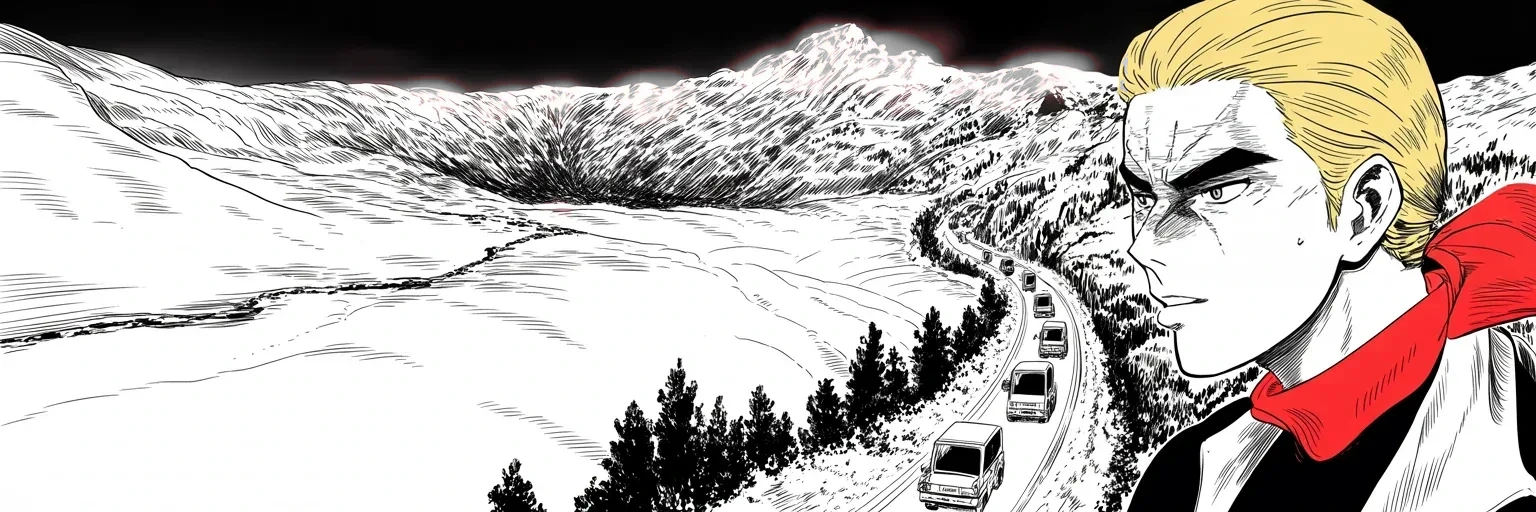 Manga panel 5 of 5, Week 137 “The Mountain”: Down from the mountain with the sales pitch delivered. Ahead in Washington: the speech of the year, and a four-page memo everyone whispers about.