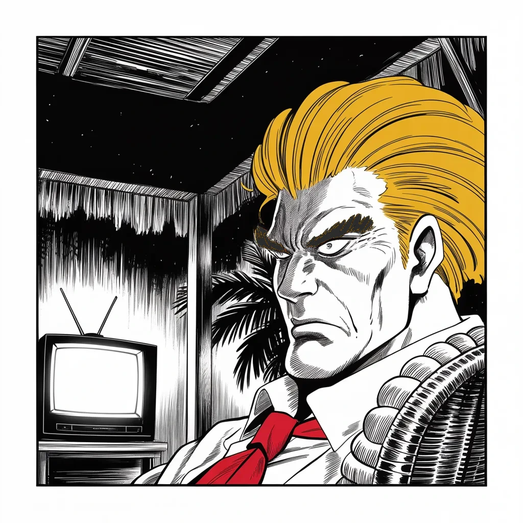 Manga panel 4 of 5, Week 140 “The Storm Front”: Saturday, past midnight at the winter palace: the Bureau missed the shooter's signals, he broods — too busy chasing collusion that does not exist.