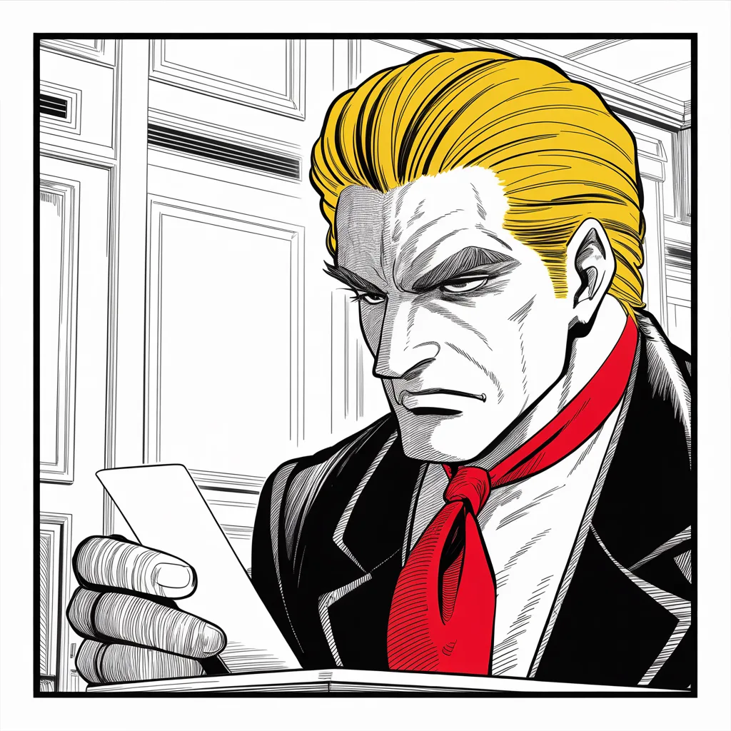 Manga panel 2 of 5, Week 141 “The Deterrent”: At the school-safety table he promises the one thing that surprises everyone: comprehensive background checks, an age of twenty-one, an end to bump stocks.