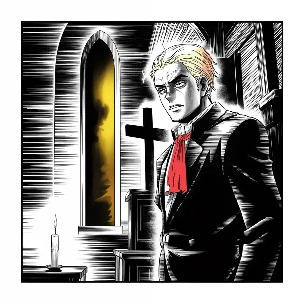 Manga panel 4 of 5, Week 141 “The Deterrent”: Wednesday, a giant of the pulpit dies at ninety-nine. The king mourns the great evangelist he had known for decades: there was nobody like him.