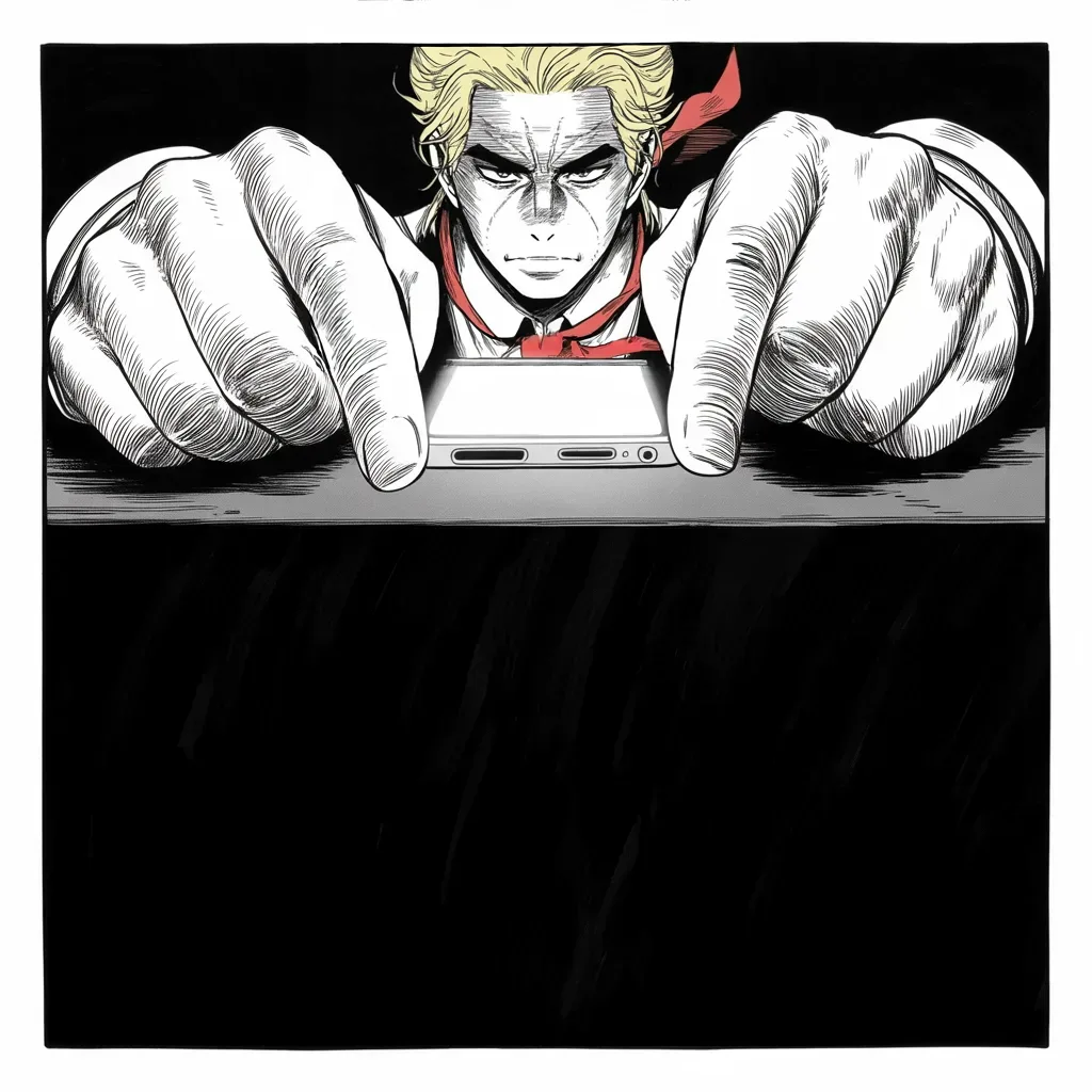 Manga panel 3 of 5, Week 142 “Trade Wars”: The doctrine, thumbed out in a single morning line: trade wars are good, and easy to win. Allies read it and reach for the phones.