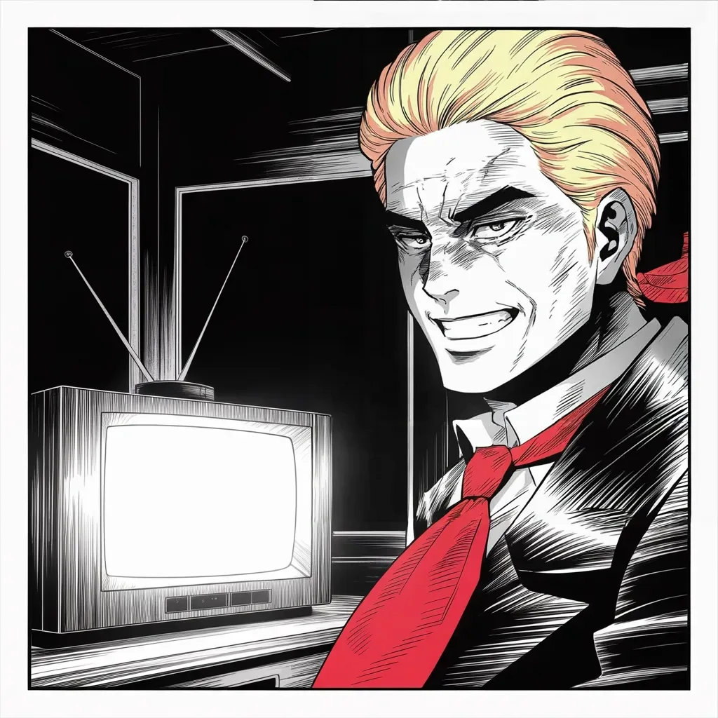 Manga panel 4 of 5, Week 143 “The Hermit King”: He savors the moment the press was startled and amazed — before, he says, they woke the next morning and decided nobody cared.