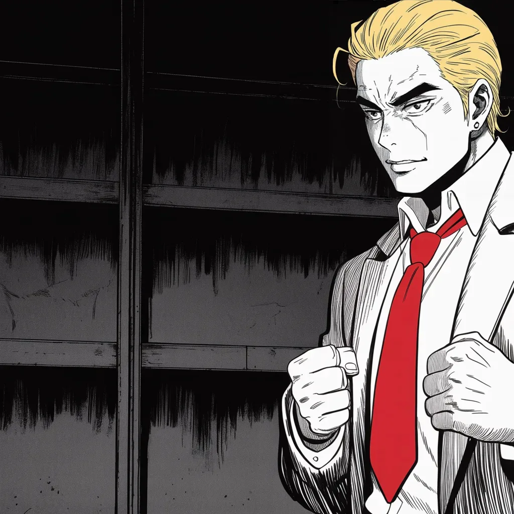 Manga panel 3 of 5, Week 145 “The War Cabinet”: An old rival threatens him with fists, and the king answers in kind: he is weak, he would go down fast and hard. Don't threaten people.