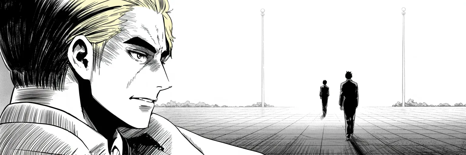 Manga panel 5 of 5, Week 146 “The Caravan”: Word comes through the Chinese leader: the hermit king went well, and looks forward to their meeting. Sanctions hold; the summit stands. The last calm before the storm.