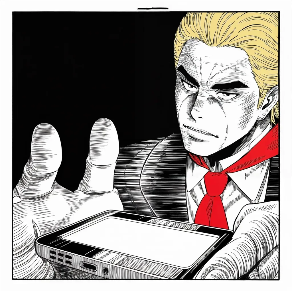 Manga panel 2 of 5, Week 149 “The Fixer”: The press writes him ninety-three percent bad, and still, he marvels, his numbers stand near their highest. He no longer believes a word they print.