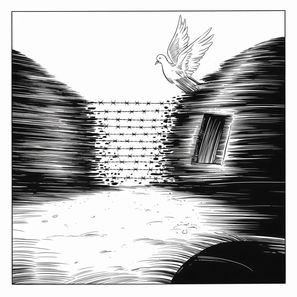 Manga panel 3 of 5, Week 150 “The Fixer”: Across the Pacific, a war that never formally ended edges toward its close. He tells America to be proud.