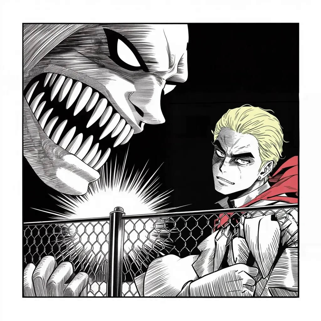 Manga panel 3 of 5, Week 153 “The Fixer”: He fights the press over a single word: he meant the gang, he says, not the immigrants — and they got it purposely wrong.