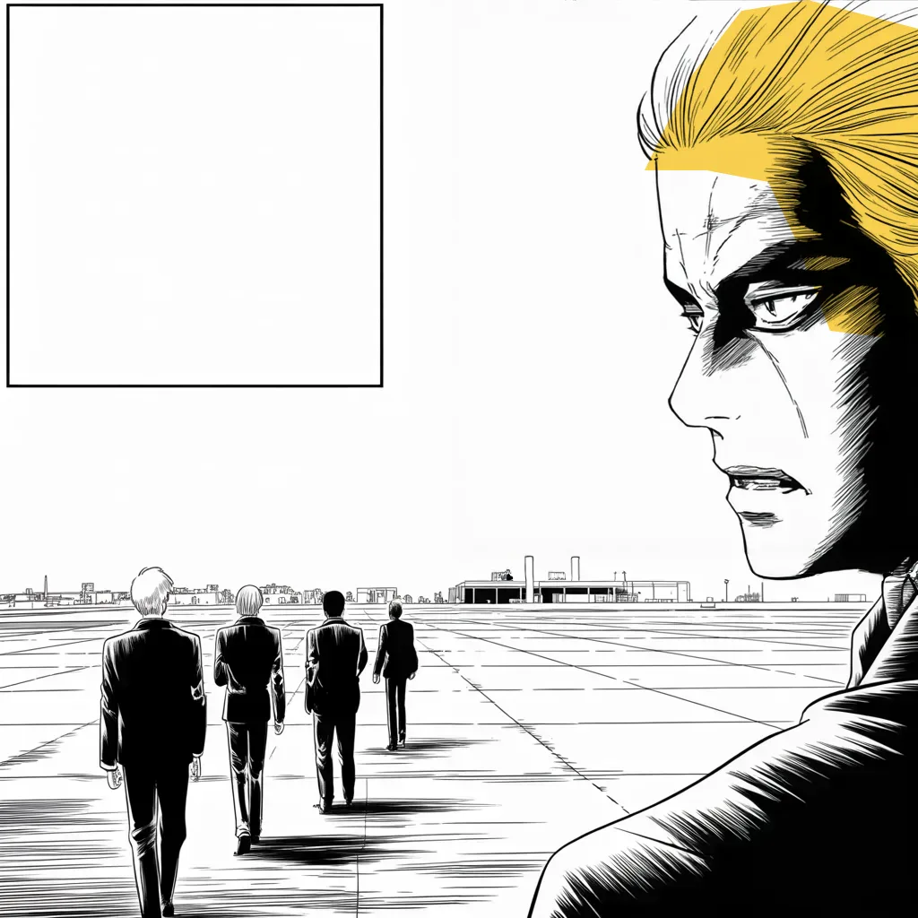Manga panel 3 of 5, Week 154 “The Fixer”: And even as he rages at home, his team lands in the hermit kingdom to build the summit stage — the meeting is still on.