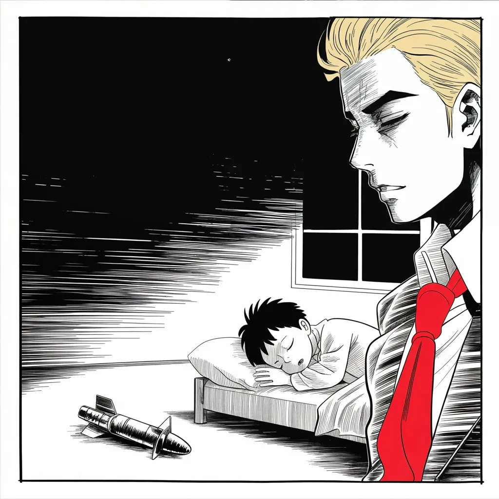 Manga panel 2 of 5, Week 157 “The Fixer”: The man who once traded threats of fire now tells the country to sleep well: the greatest danger, he says, is no longer.