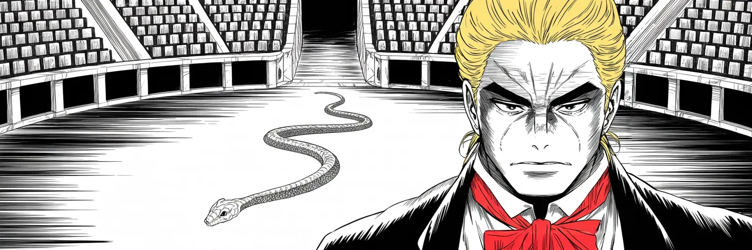 Manga panel 5 of 5, Week 157 “The Fixer”: The summit is the peak of his year, and the shadow at his heel is longest exactly here. From this height, the only way the volume can turn is down.
