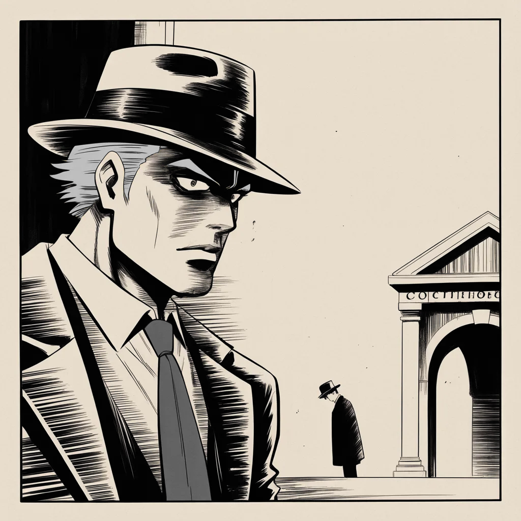 Manga panel 2 of 5, Week 164 “Helsinki”: He reaches for history for a shield, asking who was treated worse — a legendary mob boss and killer, or his convicted-of-nothing operative.