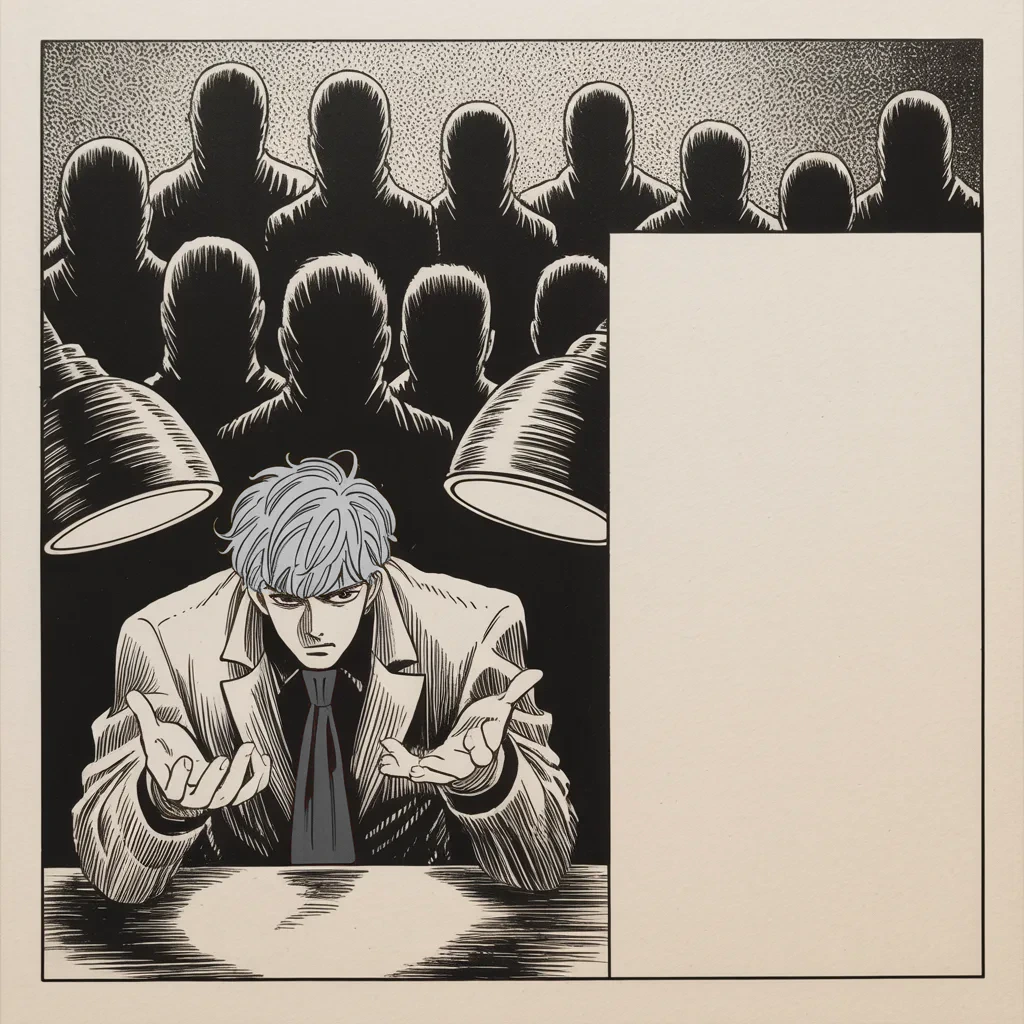 Manga panel 3 of 5, Week 182 “The Shutdown”: He turns on the disgraced former lawman, tallying the hundreds of times he told investigators he could not recall.