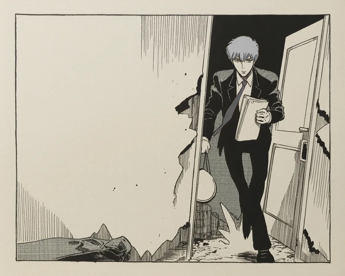 Manga panel 2 of 4, Week 183 “The Shutdown”: His old fixer is sentenced and turns against him, and he disowns the man cold — a lawyer, he says, who should have known the law himself.