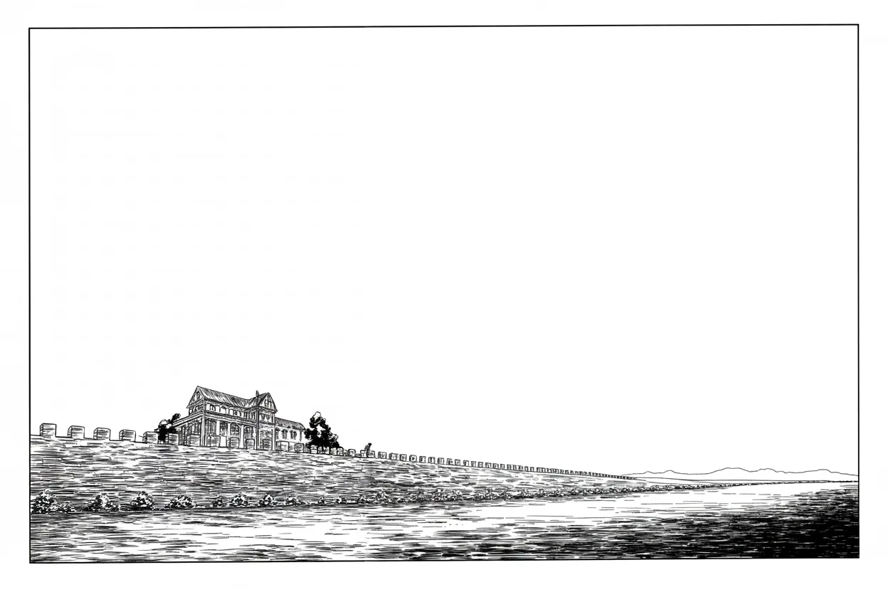 Manga panel 3 of 4, Week 185 “The Shutdown”: Back home he needles his critics: even his predecessor, he notes, keeps a tall wall around his own mansion.