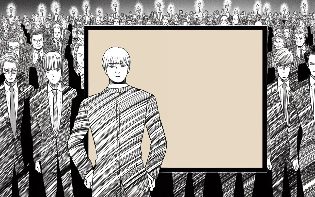 Manga panel 3 of 4, Week 186 “The Shutdown”: A new rival rises from within his own ranks, and the king sizes him up with a sneer — a would-be flake, he warns, best kept in line.