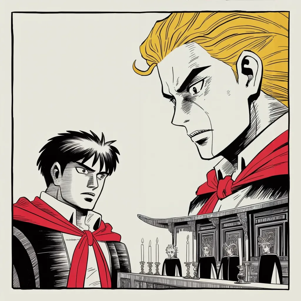 Manga panel 2 of 5, Week 194 “The Report”: The first night goes well — a warm dinner, good dialogue, the two agreeing to resume their talks in the morning.