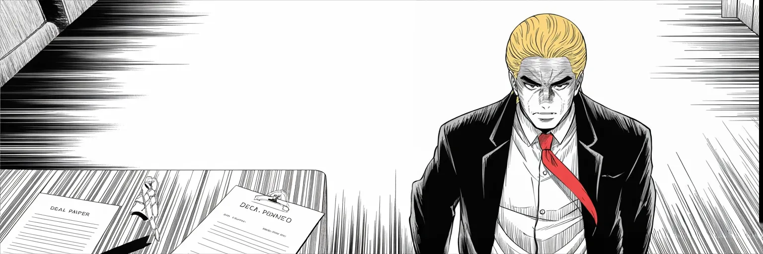 Manga panel 5 of 5, Week 194 “The Report”: The summit breaks with no deal, and he comes home to betrayal and a new hunt — yet insists no agreement beats a bad one.
