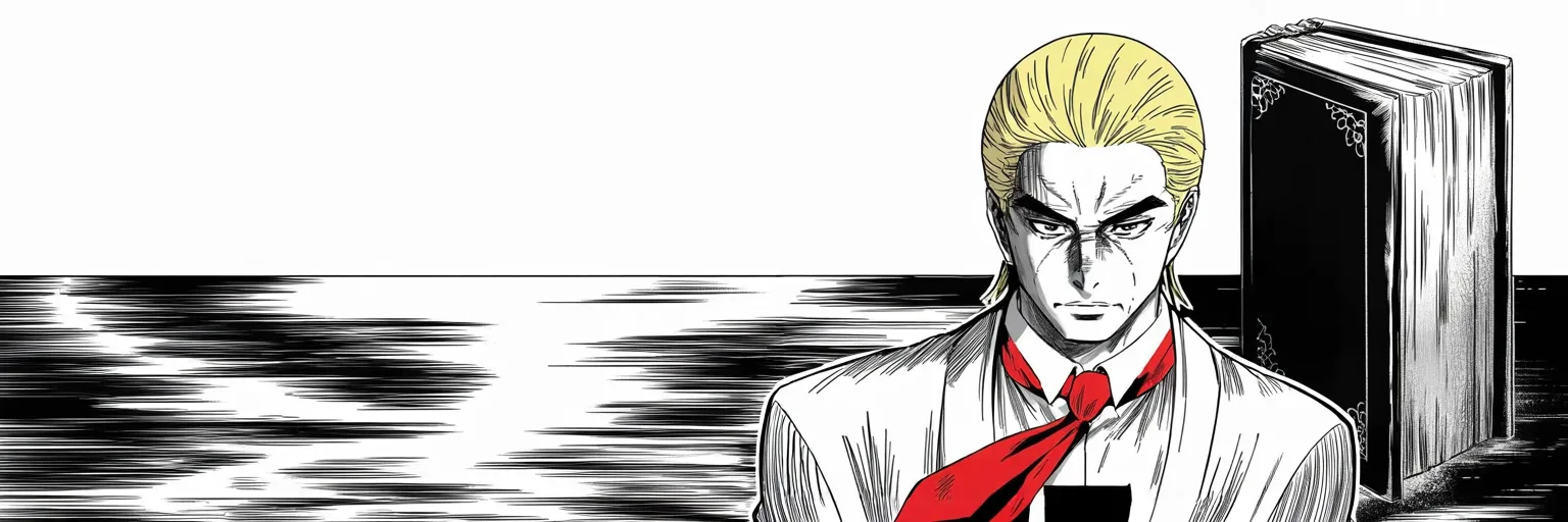 Manga panel 5 of 5, Week 200 “The Report”: He waits out the last hour with a vow of remembrance, the sealed tome ready to open at first light.