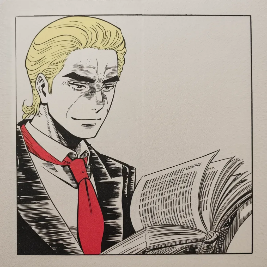 Manga panel 2 of 5, Week 201 “The Report”: But the pages bite back, and he rages at the report as a corrupt hunt that spied on his campaign — the worst, he says, in the nation's history.