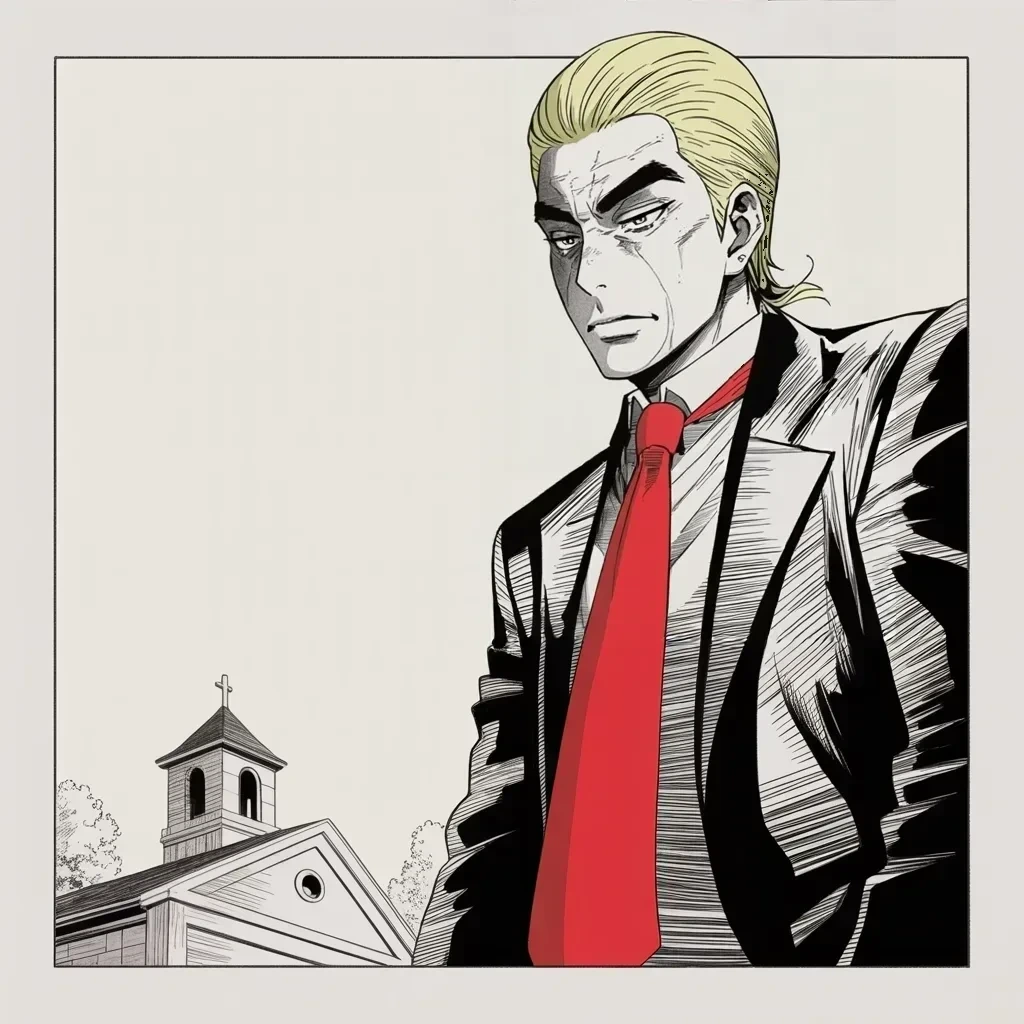 Manga panel 4 of 5, Week 201 “The Report”: For one bright morning he lets himself simply be content, calling himself happier than ever with the country soaring around him.