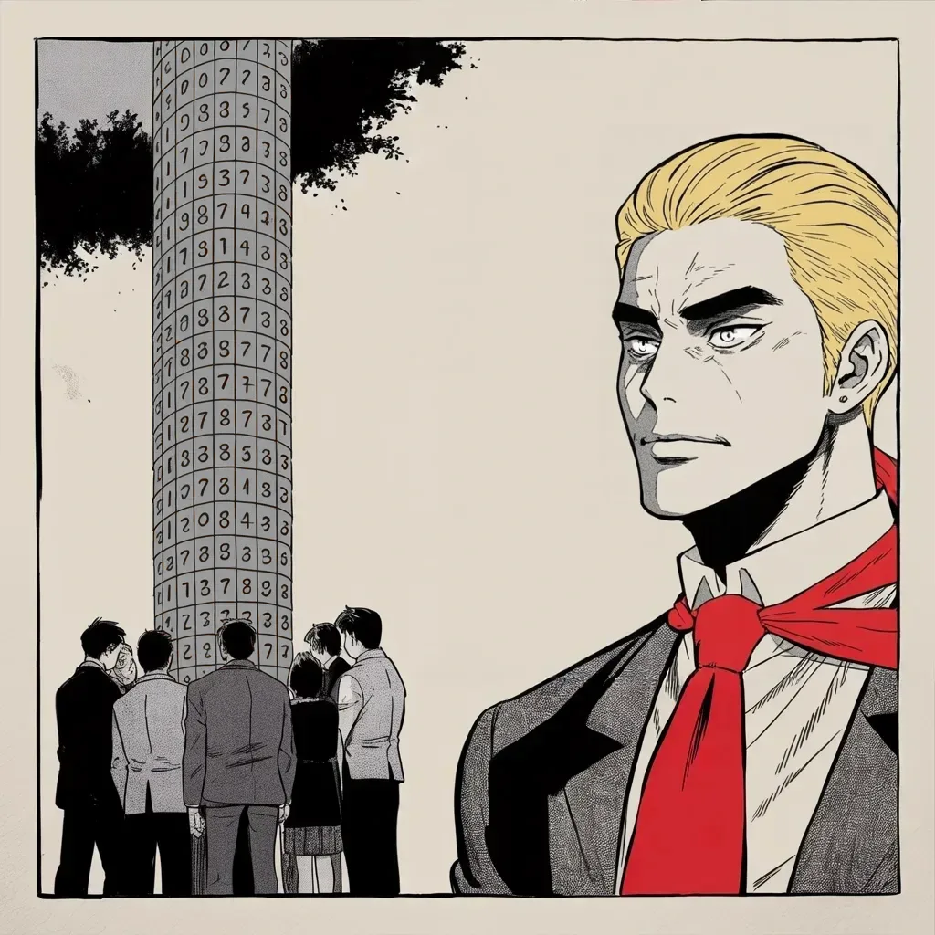 Manga panel 3 of 5, Week 202 “The Campaign”: The markets hit their highest mark ever, and in the same hour the whisper of impeachment starts up beneath them.