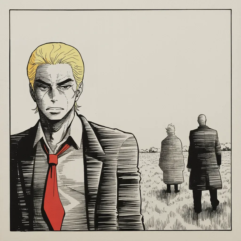Manga panel 4 of 5, Week 205 “The Campaign”: Across the field the challengers thin out — the wild sage fading, the old deputy pulling ahead.