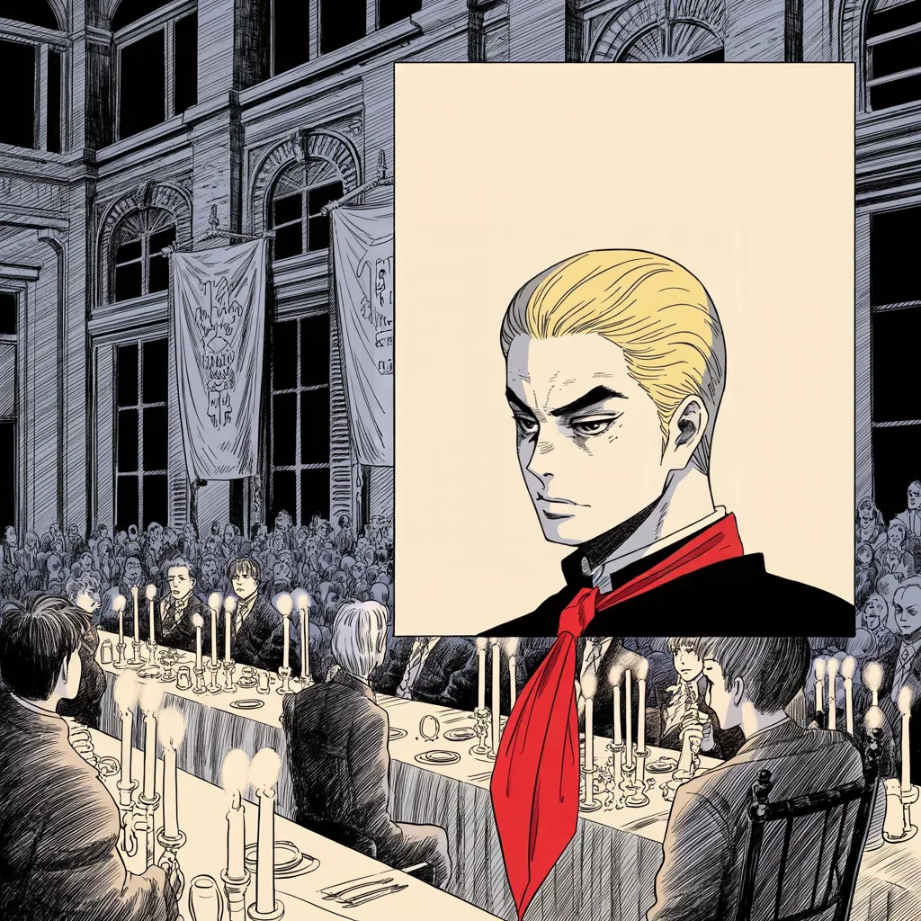 Manga panel 3 of 5, Week 208 “The Campaign”: He looks back on the state visit and says he could not have been received more warmly.