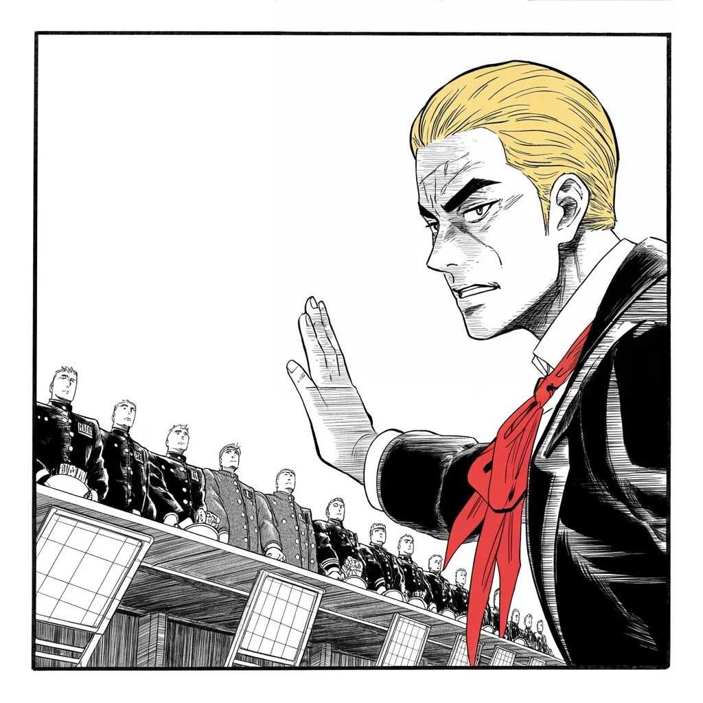 Manga panel 4 of 5, Week 210 “The Campaign”: Cocked and loaded, ten minutes out, he asks how many will die — and calls the strike off over one answer.