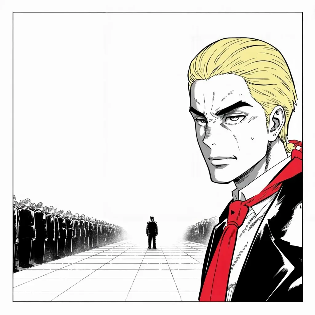 Manga panel 4 of 5, Week 211 “The Perfect Call”: Then he does what no king before him has done: he steps across the line into the closed kingdom, and calls it an honour.