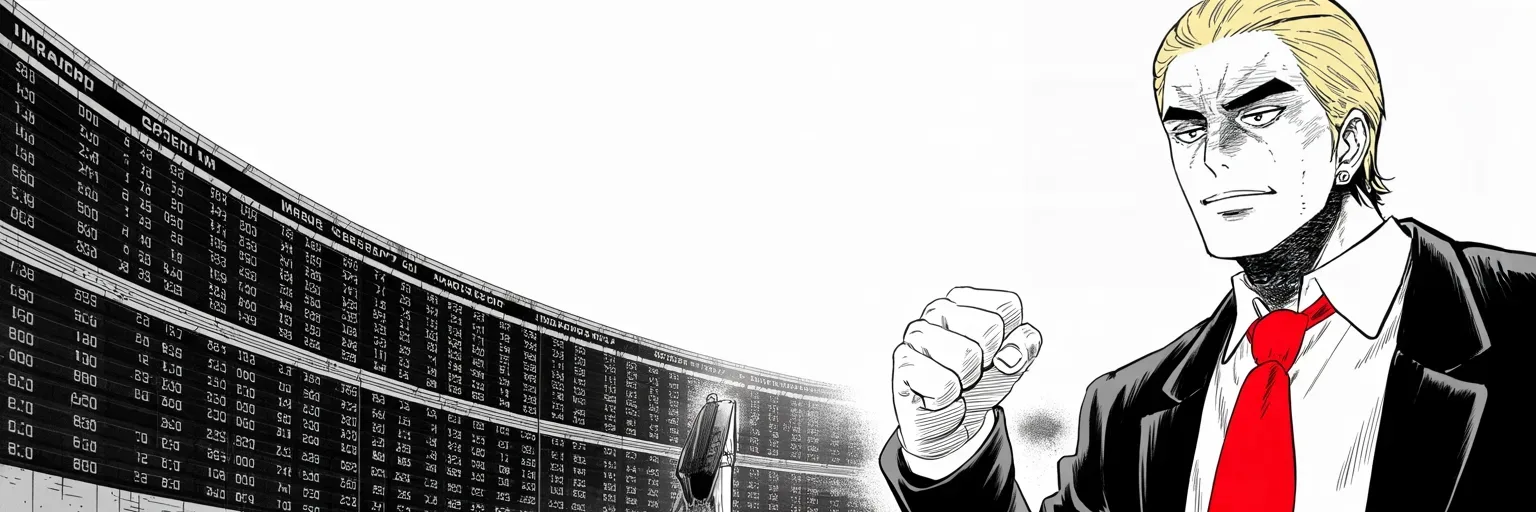Manga panel 4 of 4, Week 212 “The Perfect Call”: The markets crest for the hundred-and-fourth time since he took the throne, and he counts every one of them.