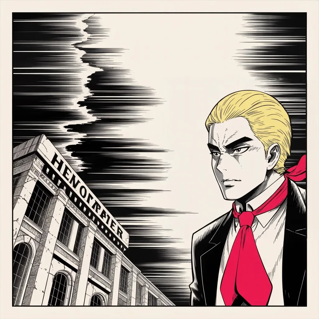 Manga panel 3 of 5, Week 222 “The Whistleblower”: He demands that everyone involved in the story resign, and throws the old hunt in for good measure.