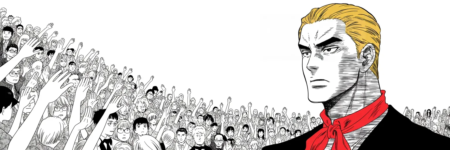Manga panel 5 of 5, Week 224 “The Whistleblower”: And he turns the whole thing outward: they are not coming for him, they are coming for the people behind him.