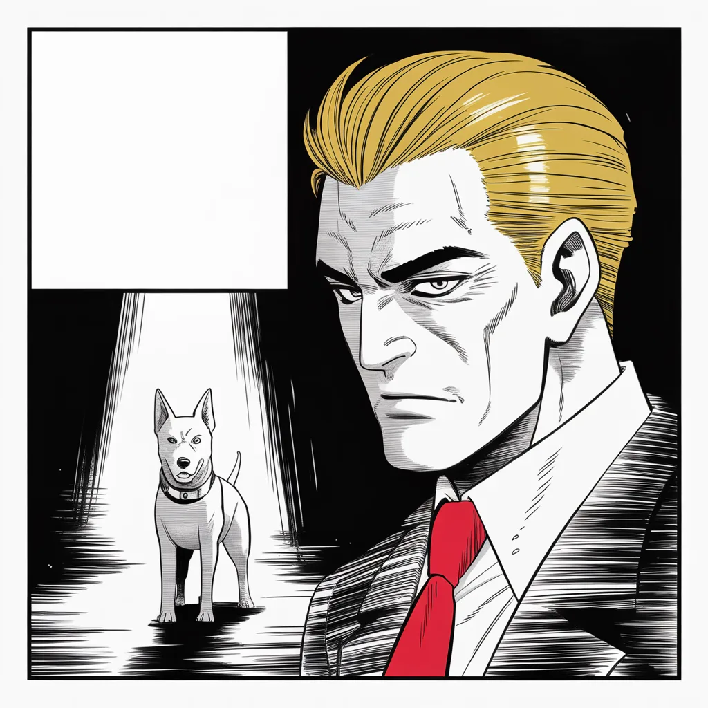Manga panel 2 of 5, Week 228 “The Inquiry”: The realm's new hero turns out to be a dog, and its picture is declassified before its name is.