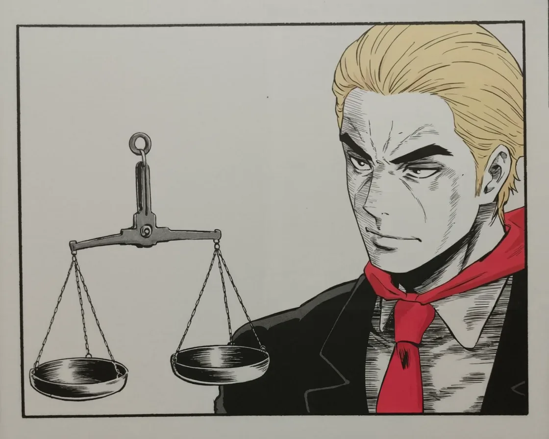 Manga panel 2 of 4, Week 229 “The Inquiry”: His whole defence, repeated to anyone who will listen: there is nothing in the pan.