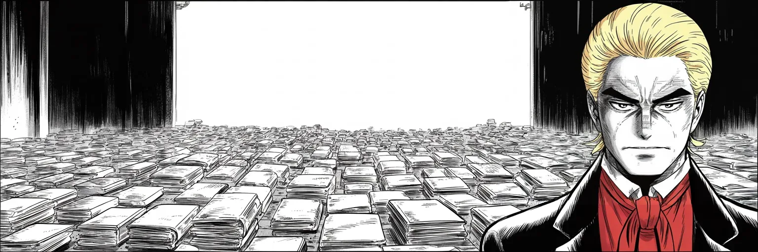 Manga panel 5 of 5, Week 236 “The Inquiry”: And the third impeached president in the realm's history answers the record with two familiar words.