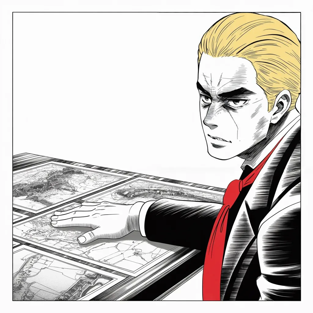 Manga panel 4 of 5, Week 238 “The Trial”: They struck, he says, and were struck back — and will be again if they try.