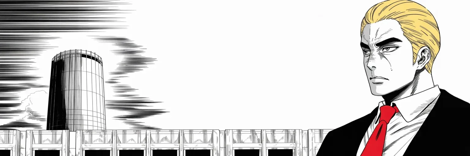 Manga panel 5 of 5, Week 238 “The Trial”: And the sentence he has repeated for three years becomes the year's first shout.