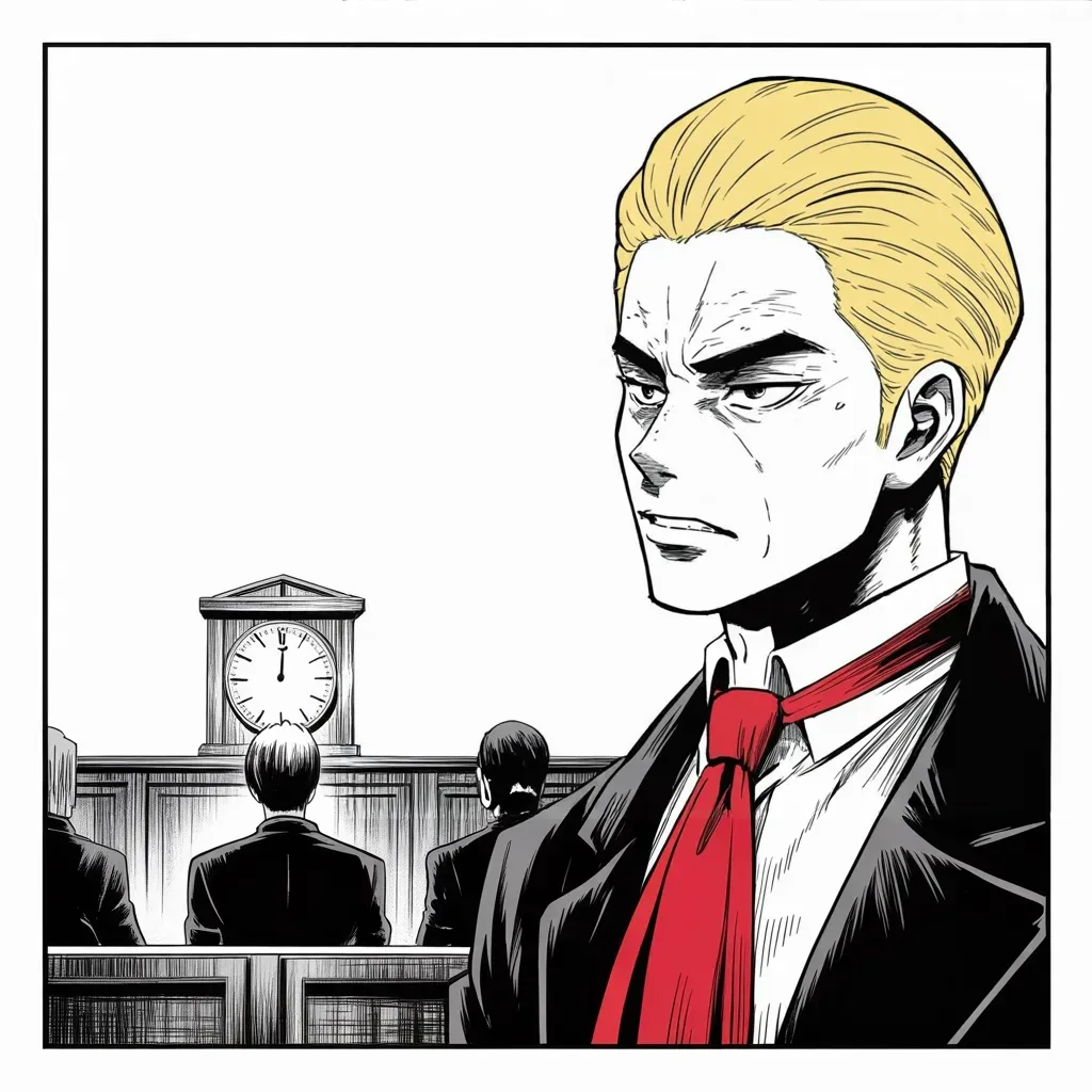 Manga panel 2 of 5, Week 240 “The Trial”: He asks why the chamber that impeached him now wants the other one to do its work.