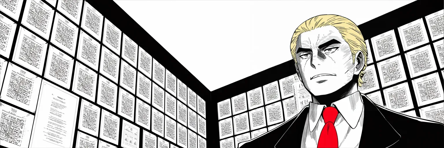 Manga panel 4 of 4, Week 241 “The Trial”: And his instruction to the realm about the trial never changes: read the pages yourselves.