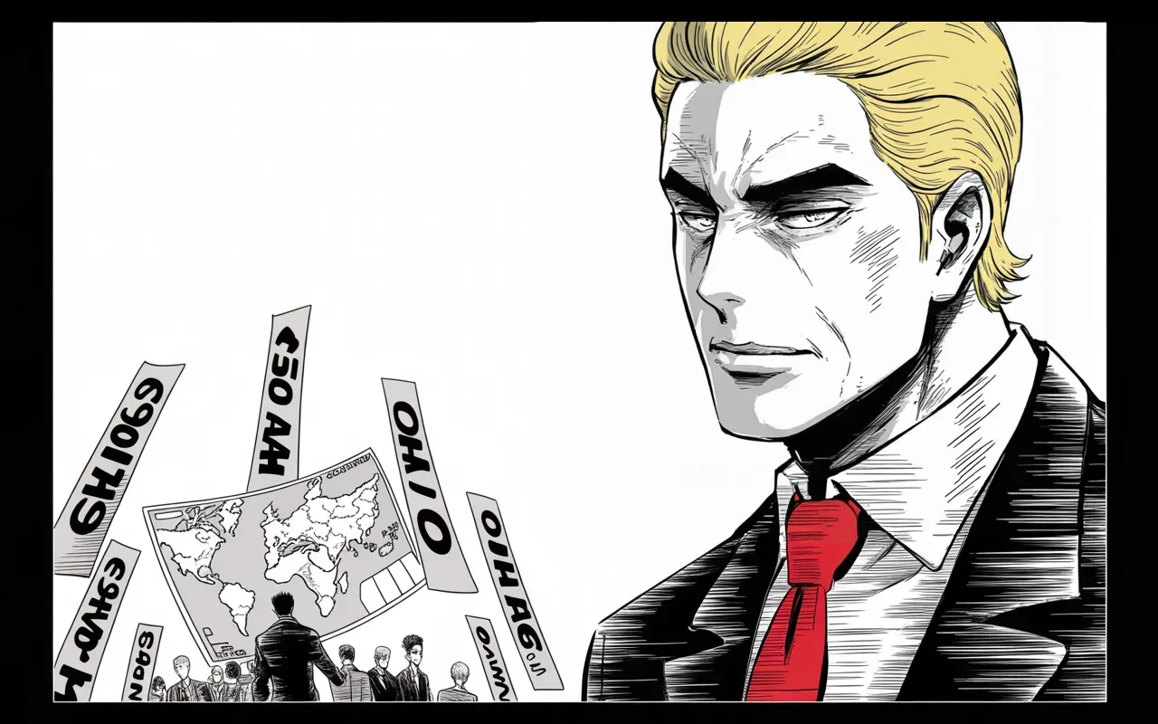 Manga panel 3 of 4, Week 246 “The Trial”: Across the field the rivals fold into one another, and he calls it a coup against the wild sage.