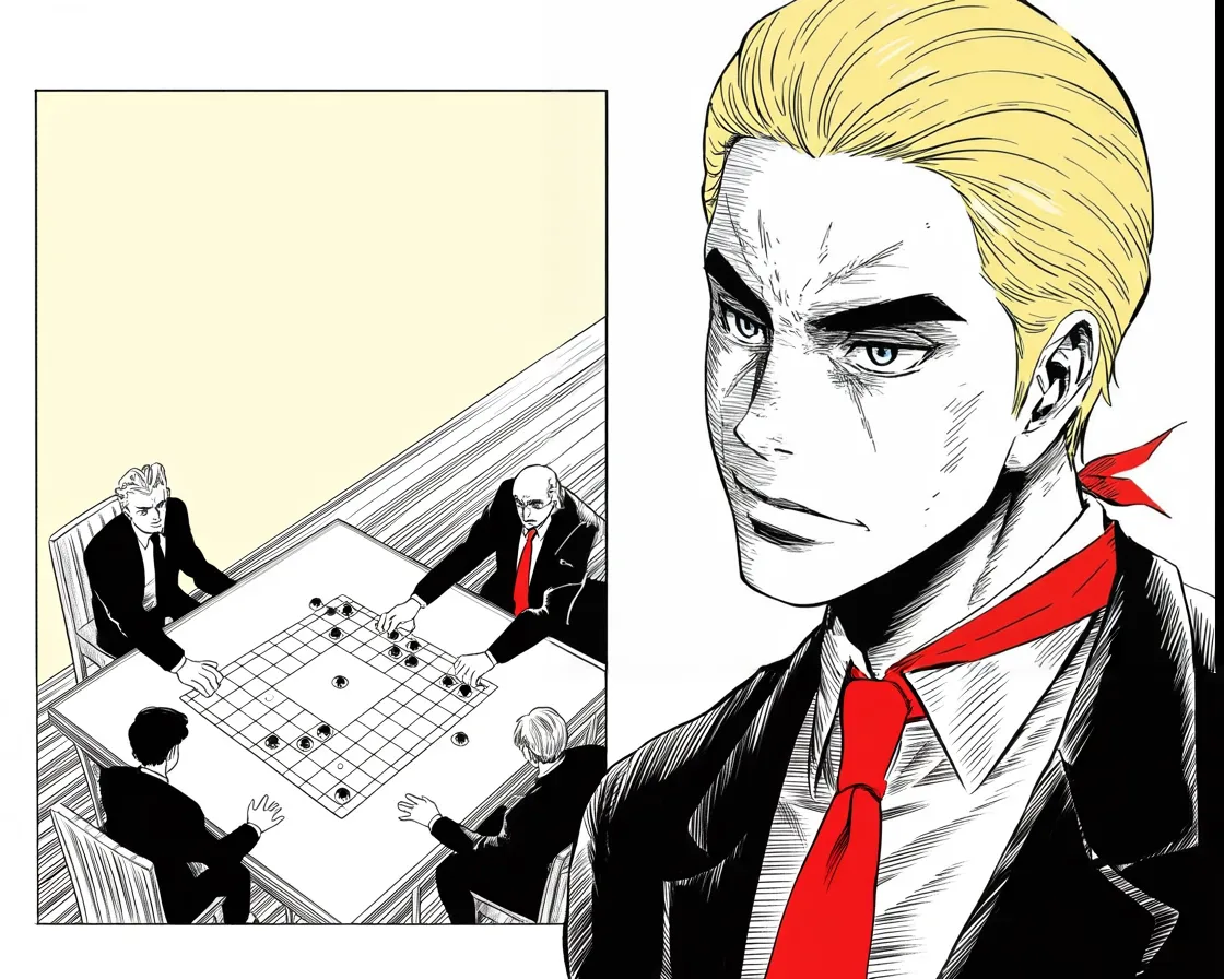 Manga panel 2 of 4, Week 247 “The Plague”: Across the field the contest ends in all but name.
