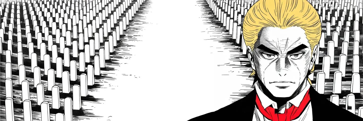 Manga panel 4 of 4, Week 258 “The Streets”: And the holiday greeting goes out in capitals over a hundred thousand new graves.